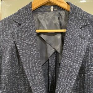 Reiss Blazer Navy Blue Single Breasted Mens Size 40 Tweed Classic Blazer